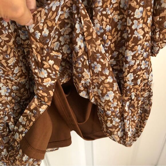 MSK DRESS WOMEN'S SIZE MEDIUM COLLARED BUTTON-DOWN CHIFFON RUFFLE HEM CHIFFON - Picture 10 of 12